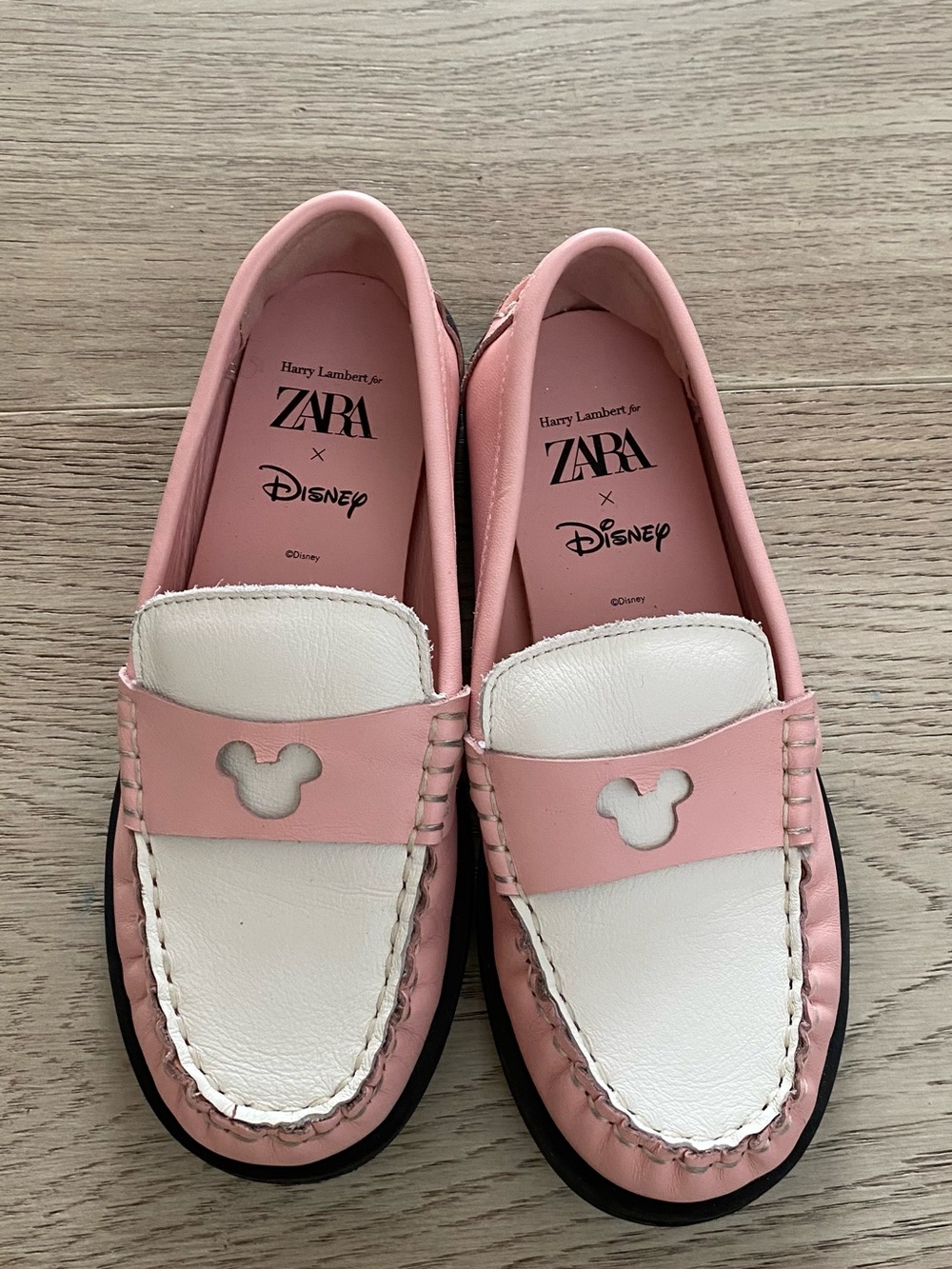 Zara x Disney Pink and White Kids Mickey Loafers